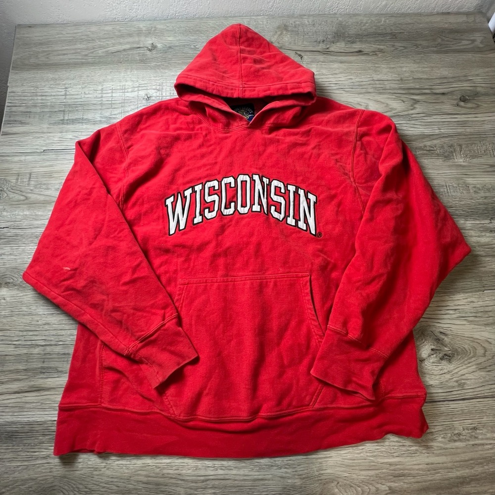 Steve‎ & Barry's Wisconsin Hoodie Mens XXL Red Collegiate Embroidered AB22